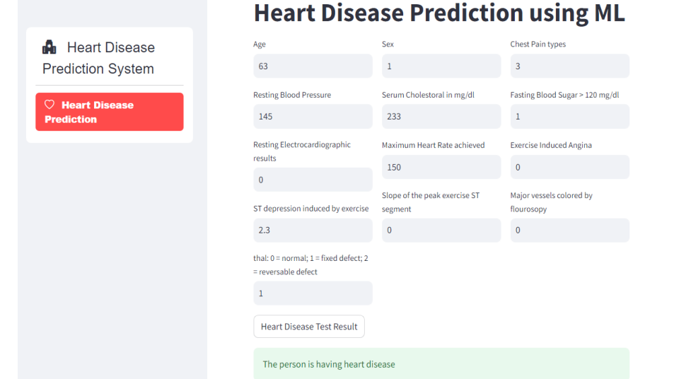Heart Disease Prediction using Machine Learning